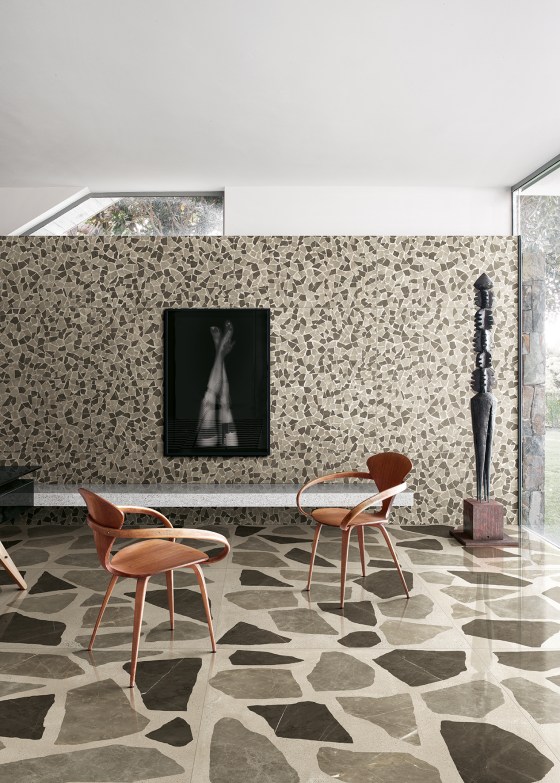 Evolution in terrazzo-effect tiles
